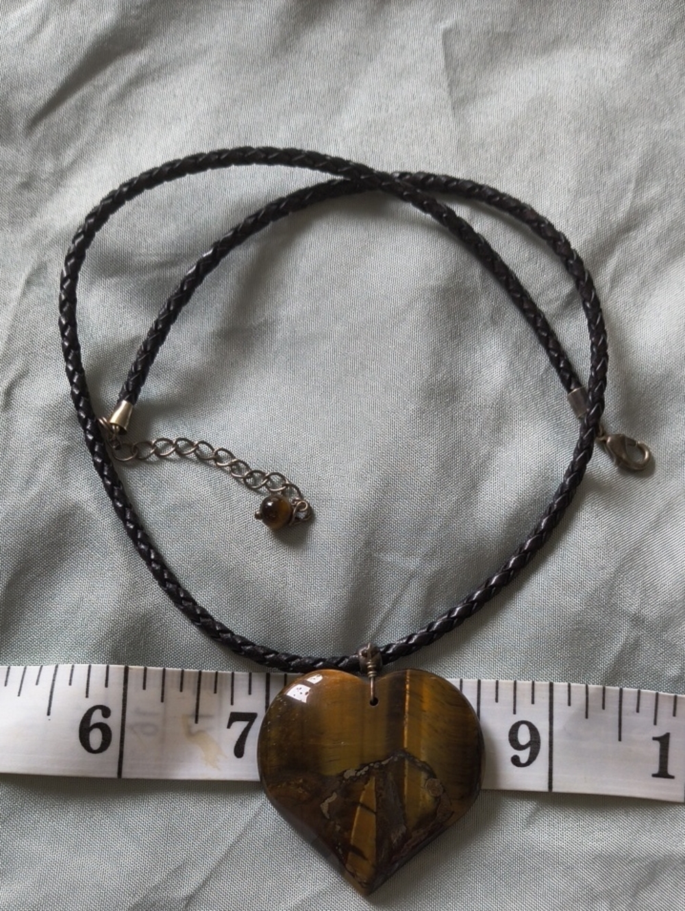 Heart Tiger's Eye Pendant Necklace in Brown